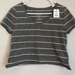 NWT grey striped crop top